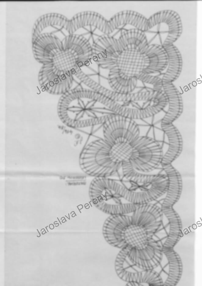 0447 Tischdeckeneinsatz mit Blumenmotiv, Klöppelspitze Klöppelbrief „Tischdeckeneinsatz mit Blumenmotiv, Klöppelspitze“