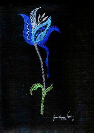 Klöppelbrief „Blaue Blume“ – Übersicht